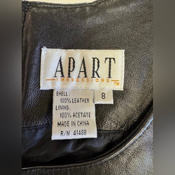Apart Impressions 100% LEATHER Dress Vintage Sleeveless Black Size 8 EUC - Picture 9 of 10